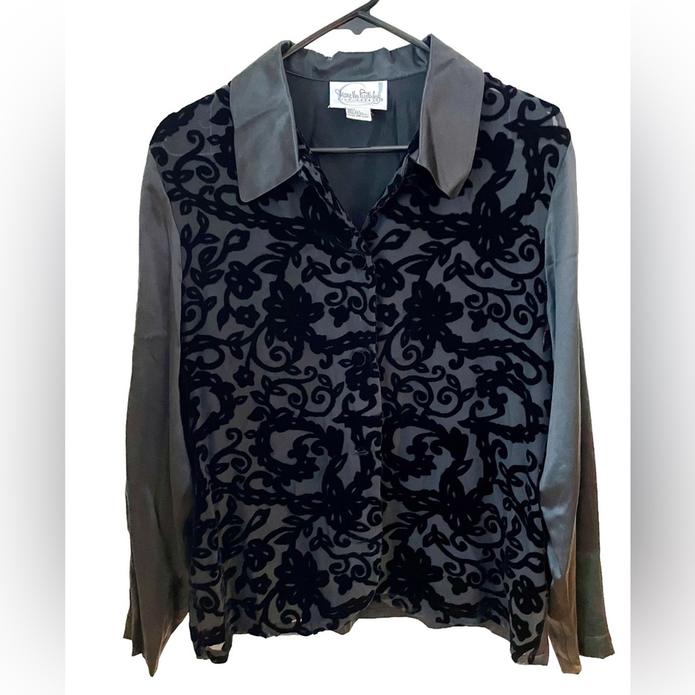 Diane von Furstenberg Velvet-Pattern Silk Blouse